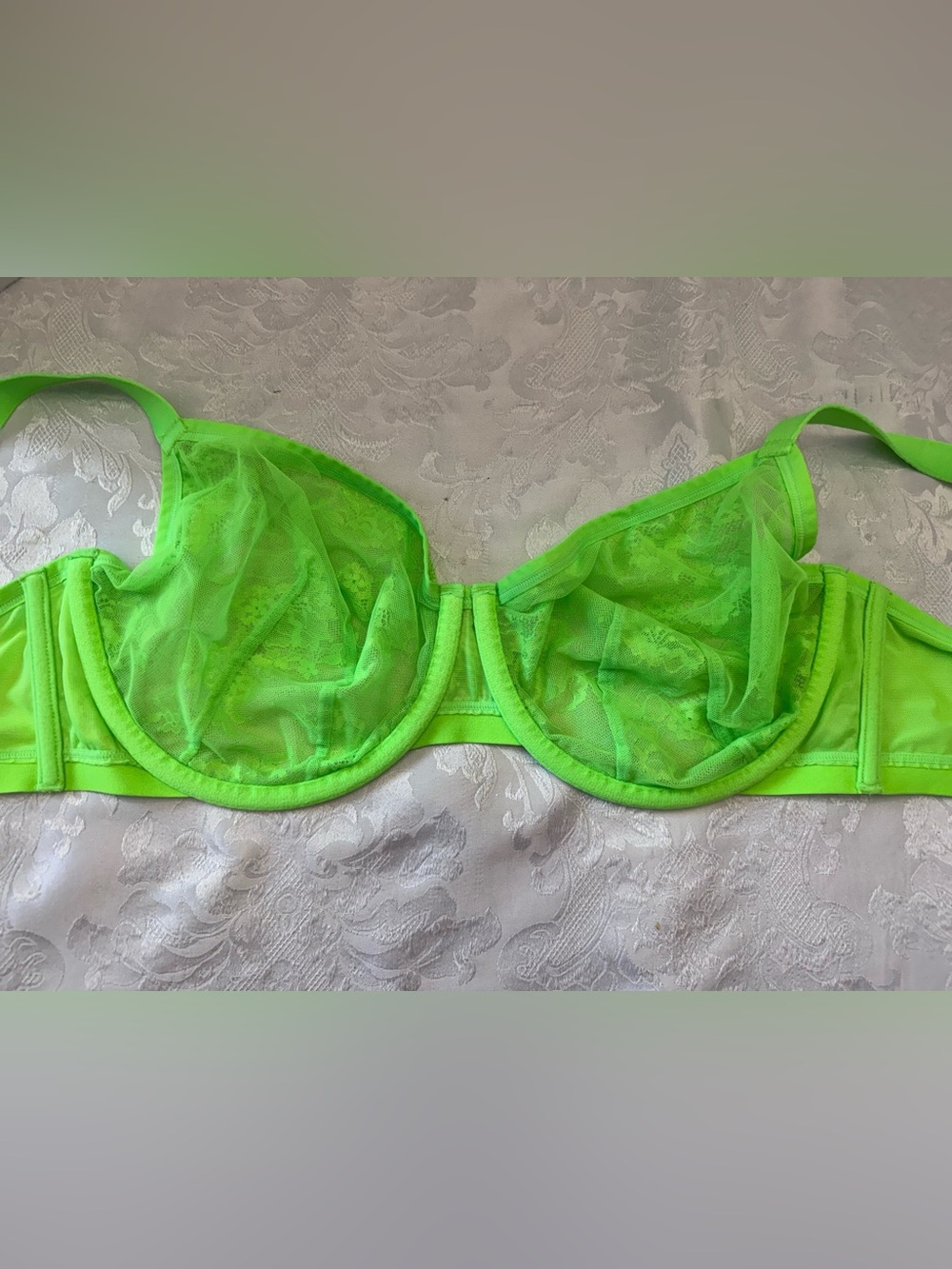 Cacique Unlined Demi Bra Plus 40DDD Lime Green Underwire Sexy Feminine Sexy Flaw - Picture 8 of 8